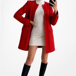 Vintage Y2K Orange Red Padded Shoulder Oversized Long Blazer Jacket Size S/M